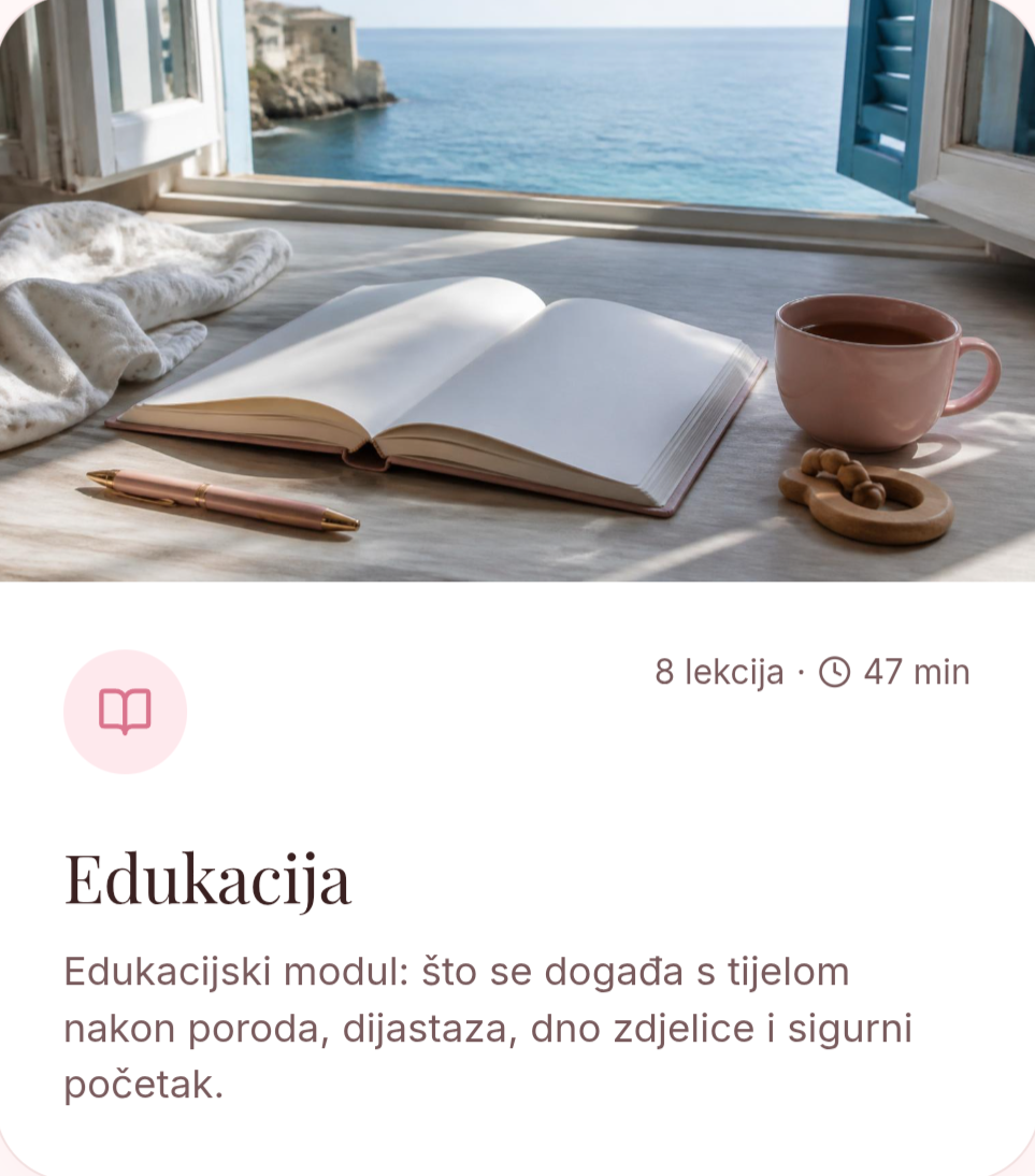 Modul Edukacija u aplikaciji: 8 lekcija o tijelu nakon poroda, dijastazi i dnu zdjelice